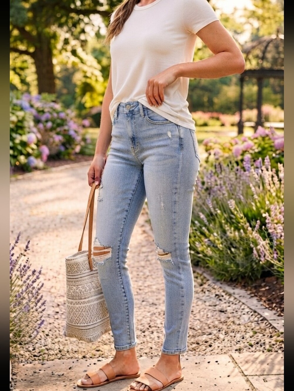 BLANQI Postpartum Support Distressed Skinny Jeans - Size 10 Tummy Control